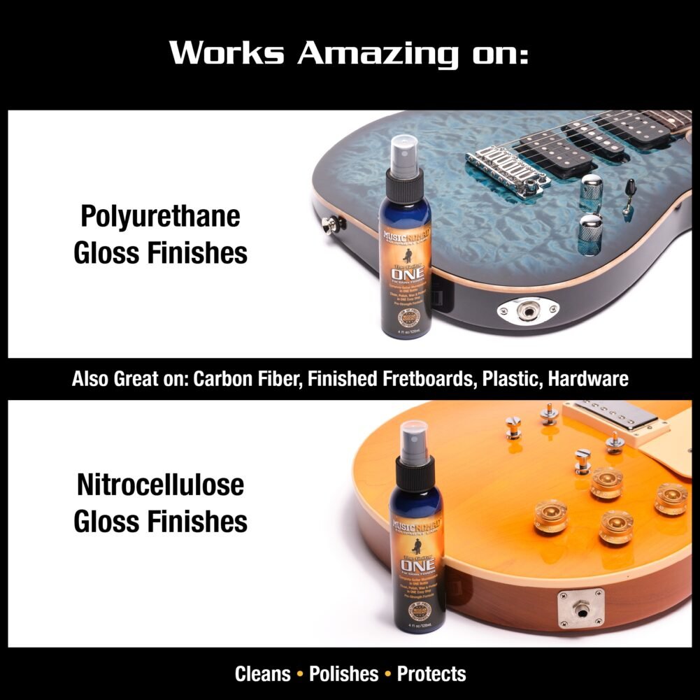 MN103: The Guitar ONE - All in 1 Cleaner, Polish, Wax for Gloss Finishes Works Amazing on Poly Gloss and Nitro Gloss Finishes