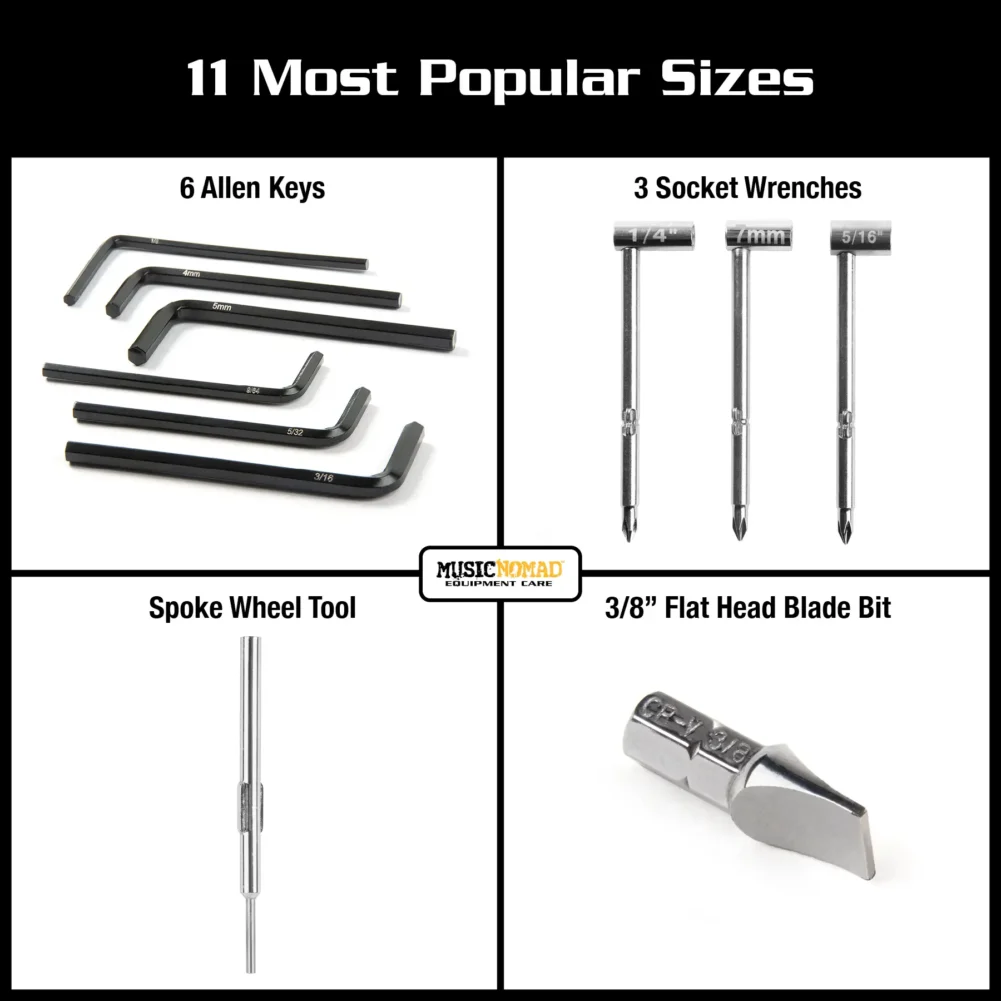 MN235_Action1 Premium Guitar Tech Truss Rod Wrench Set - 11 pcs.