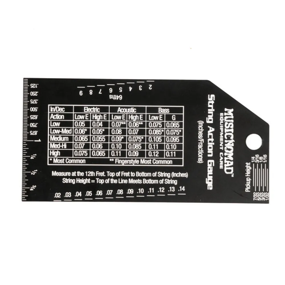 String Action Gauge with inch or 64ths measurements