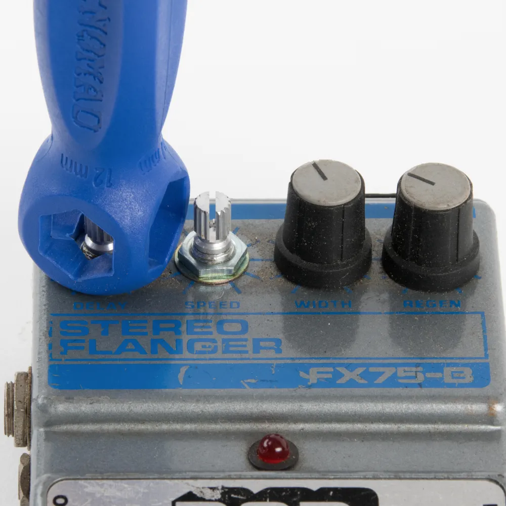 Use wrench to tighten and adjust hex nuts on guitar pedals