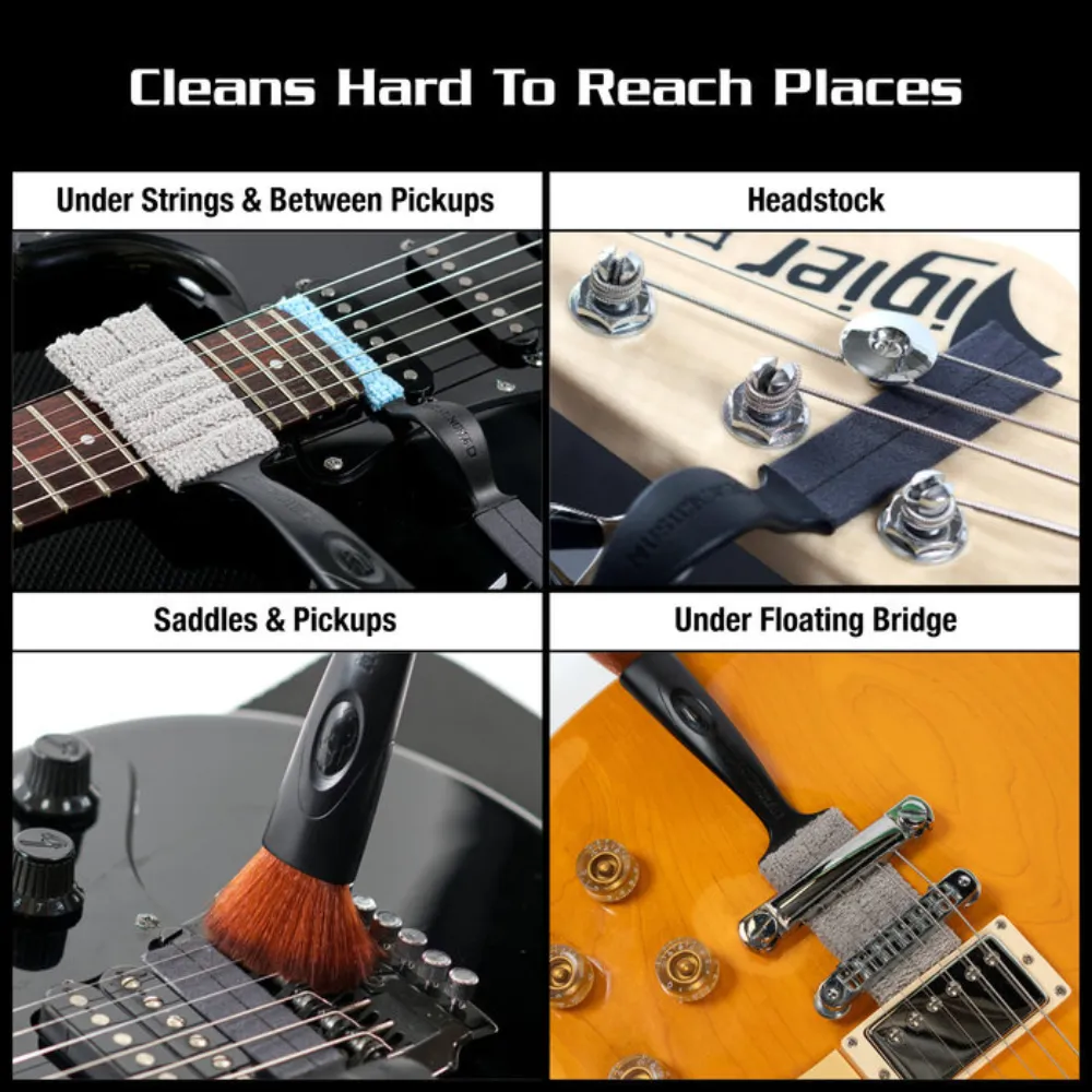 2 (2) Cleaning Guitar Strings, Guitar Head Cleaning, Dusting Electric Guitar Bridge, and Guitar Pedal Cleaning