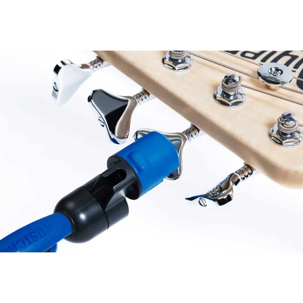 innovative rubber lined head smoothly & silently slips over bass tuning pegs