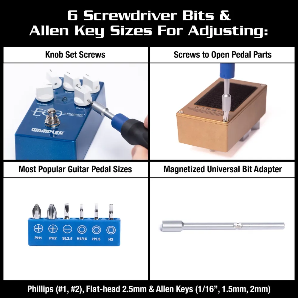 6 Screwdriver Bits & Allen Key Sizes
