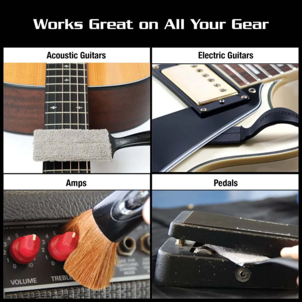 4 (2) Works great on Acoustic Guitars, Electric Guitars, Amps, and Pedals.