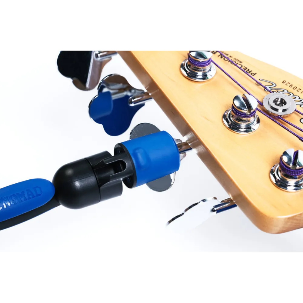 innovative rubber lined head smoothly & silently slips over bass tuning pegs